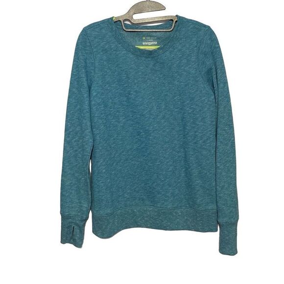 Tek Gear Scoop Neck Teal Sweatshirt Size Small Fleece Lining, Thumb Holes Keep S - Picture 1 of 10